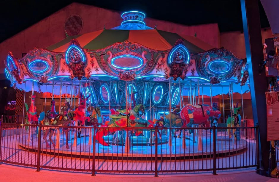Chance Rides carousel at night